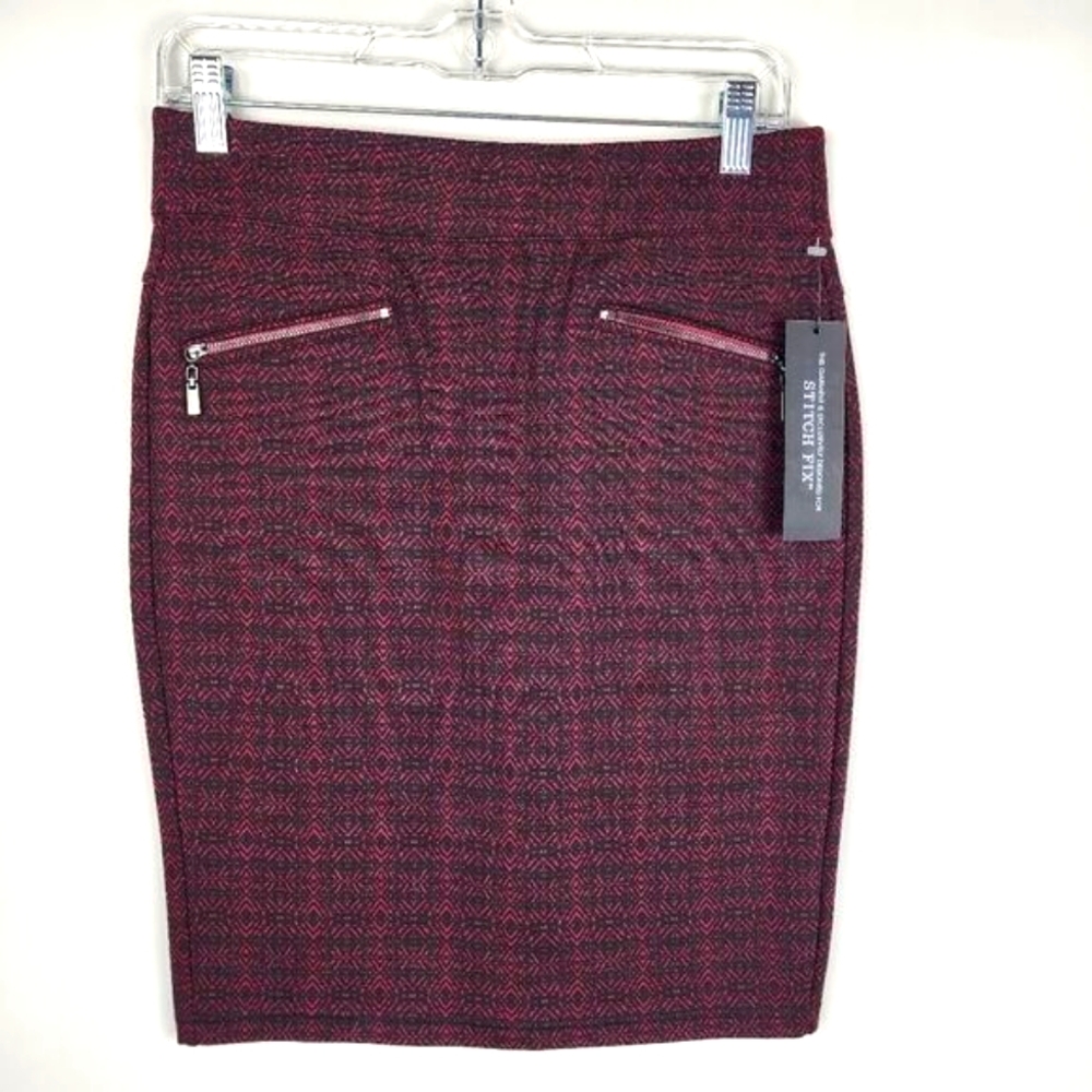 LIVERPOOL STITCHFIX COLLAB RINA ZIPPER DETAIL PENCIL SKIRT BURGUNDY WOMENS 2 NWT